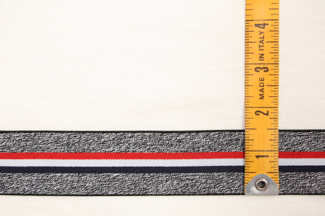 38mm (1.5 Inch) Wide Fancy Elastic Band - Red and Black Striped Stretch Trim for DIY Sewing, Costume Making & Craft Projects