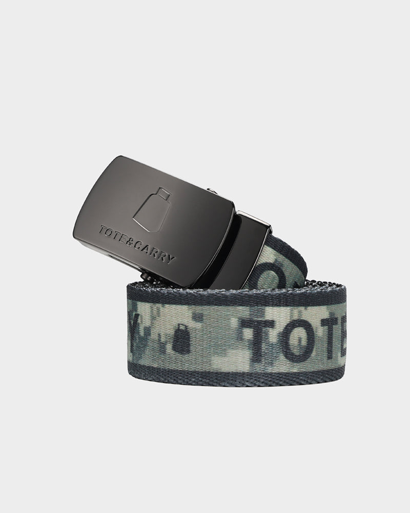 Tactical Digital Camouflage Belt - Grey Military Style Adjustable Nylon Webbing Strap for Outdoor Hiking, Hunting & Survival Gear