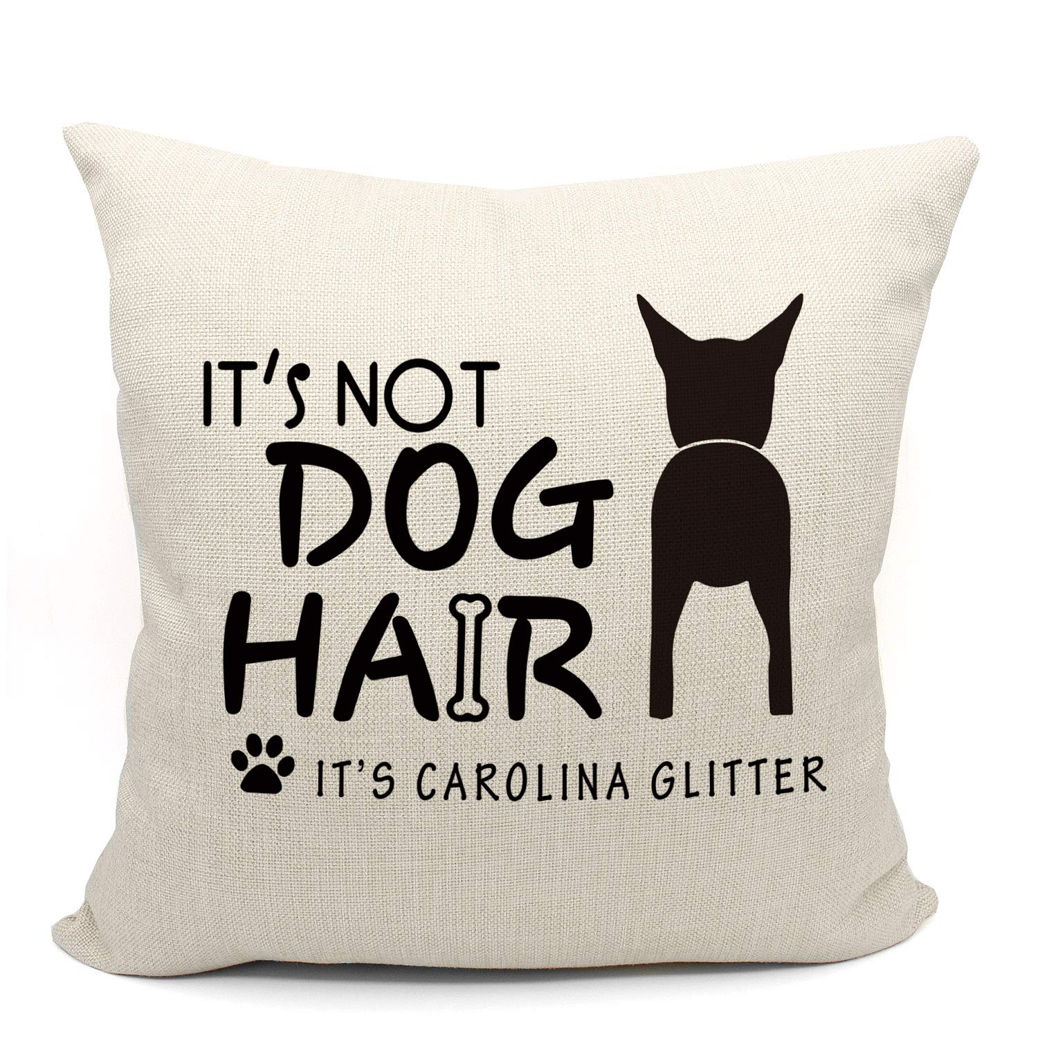 Funny Carolina Dog Glitter Throw Pillow Cover - 18x18 Inch Linen Cushion Case for Sofa & Couch - Perfect Gift for Dog Lovers - Home Decor for Living Room, Bedroom or Office