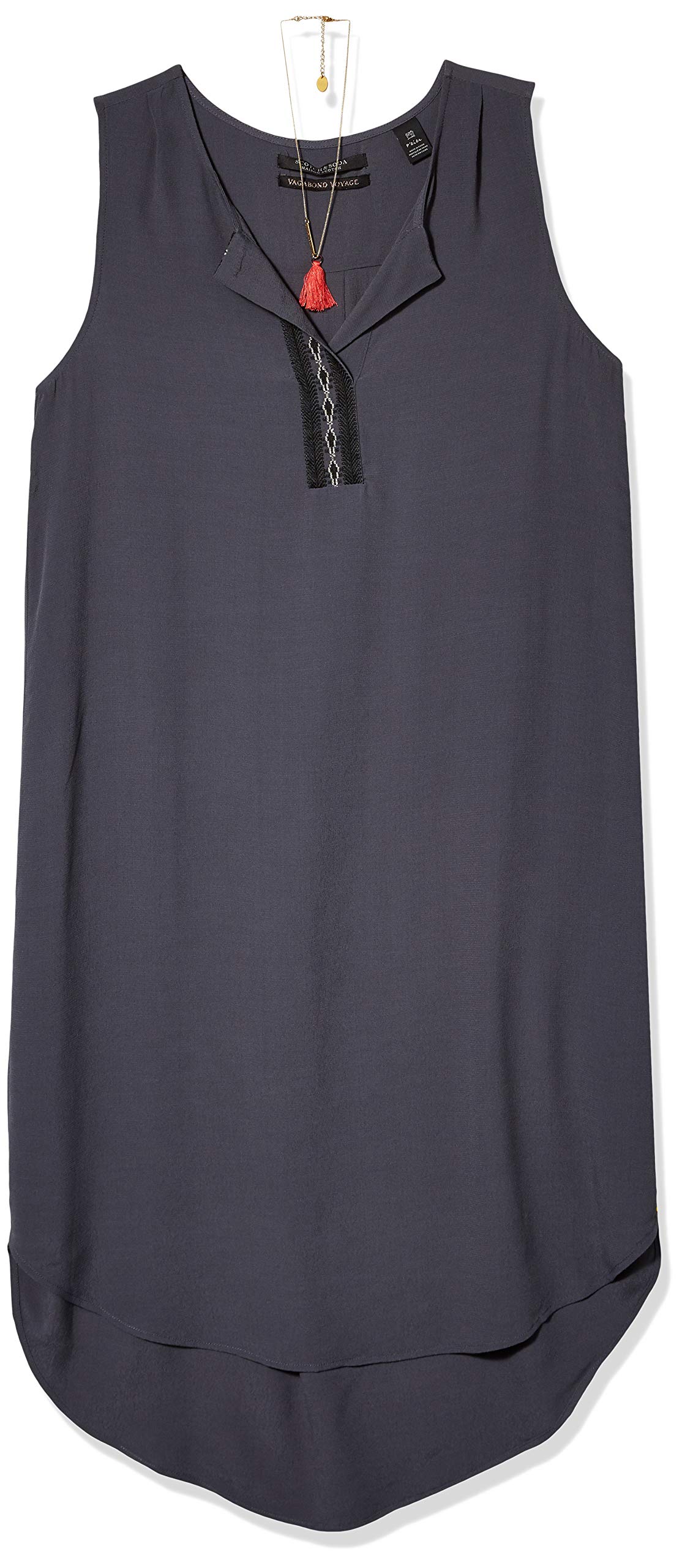 Scotch & Soda Maison Women's Long Viscose Dress with Embroidered Placket - Elegant Flowy Midi Dress for Casual Outings & Summer Events