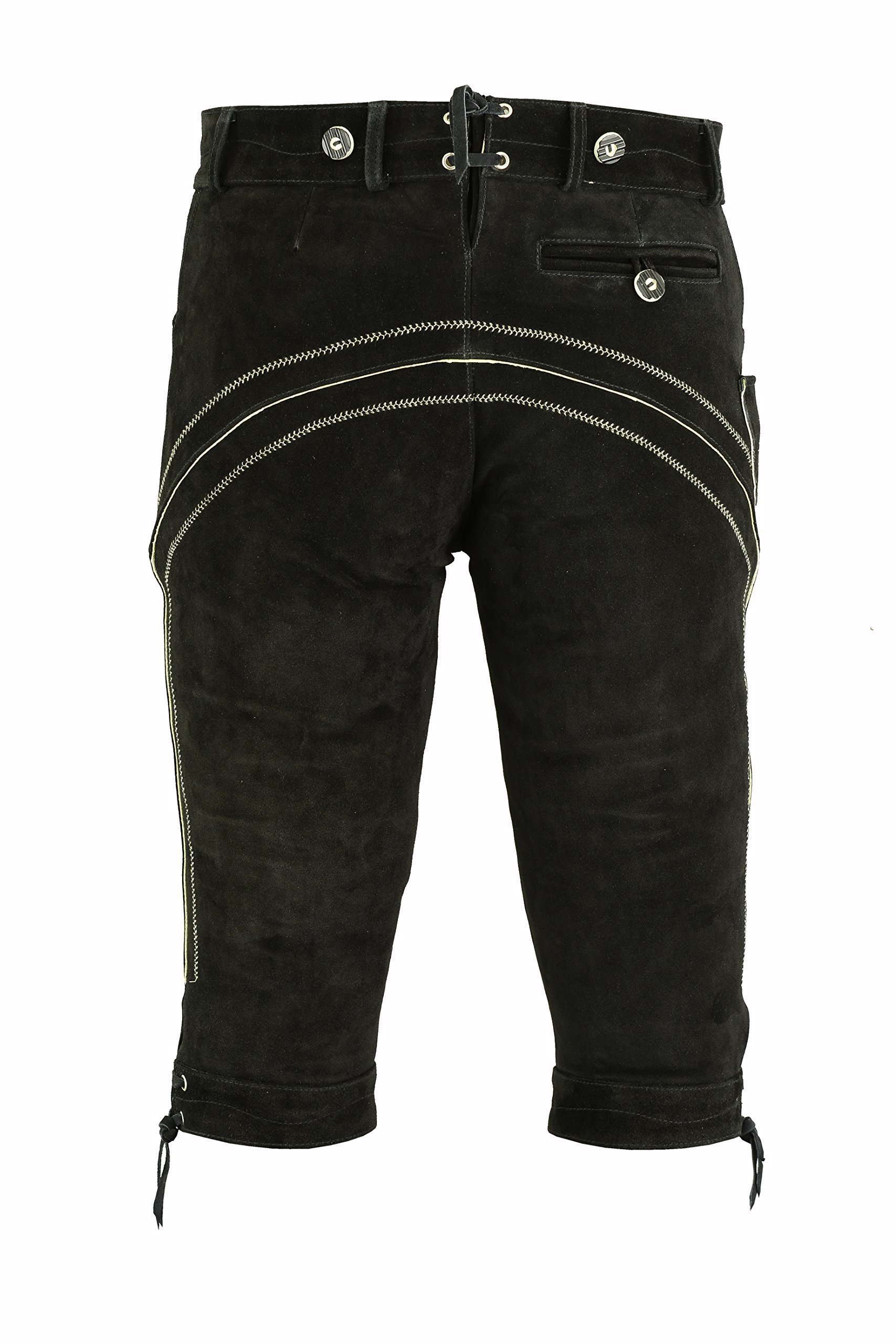 Authentic Bavarian Lederhosen Leather Shorts for Men - Black | Traditional German Oktoberfest Costume | Perfect for Oktoberfest, Beer Festivals, and Cultural Events
