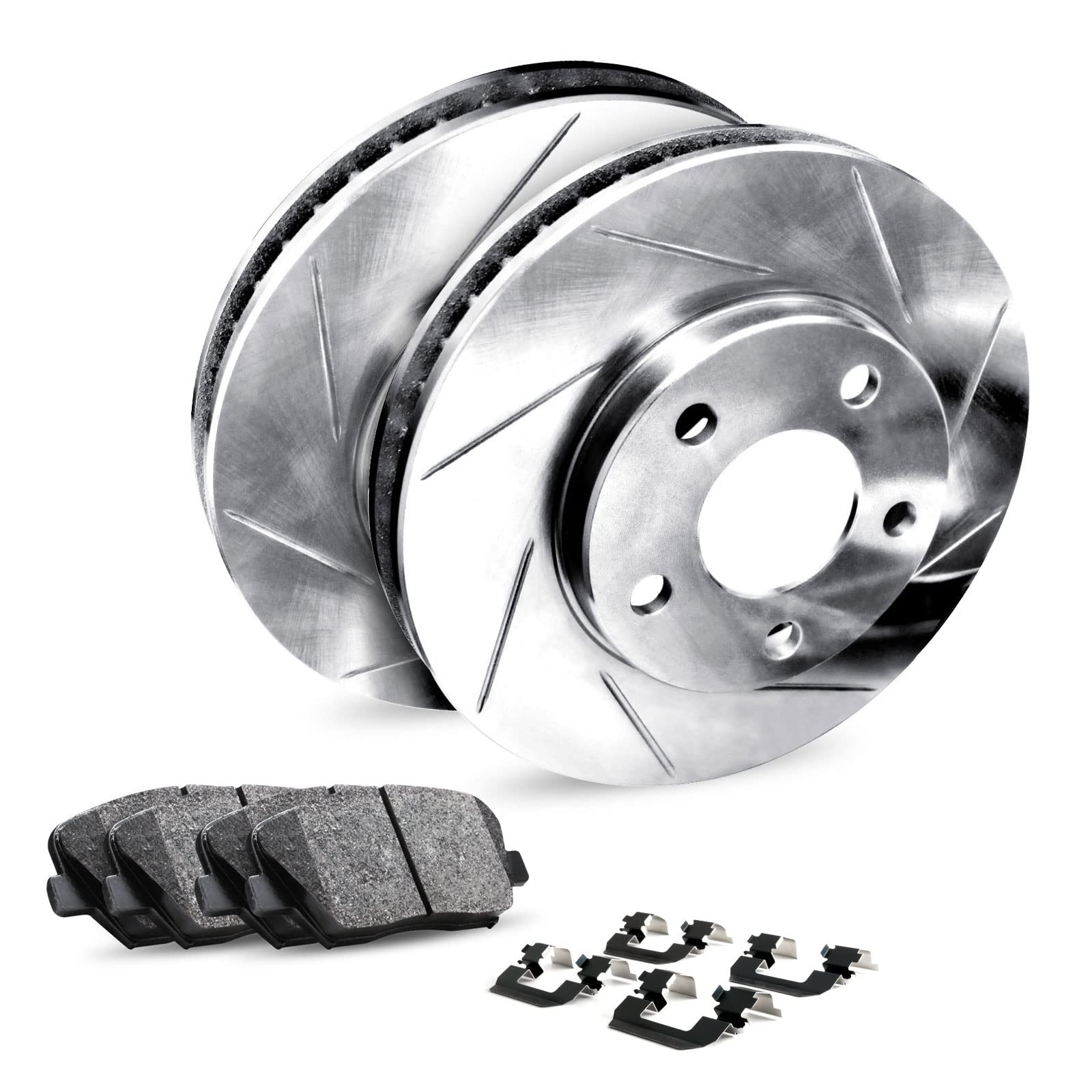 R1 Concepts Premium Rear Brake Kit - Ceramic Brake Pads & Rotors with Hardware | Fits 1997 Volvo 850 | Smooth Stopping Power for City Driving & Highway Safety