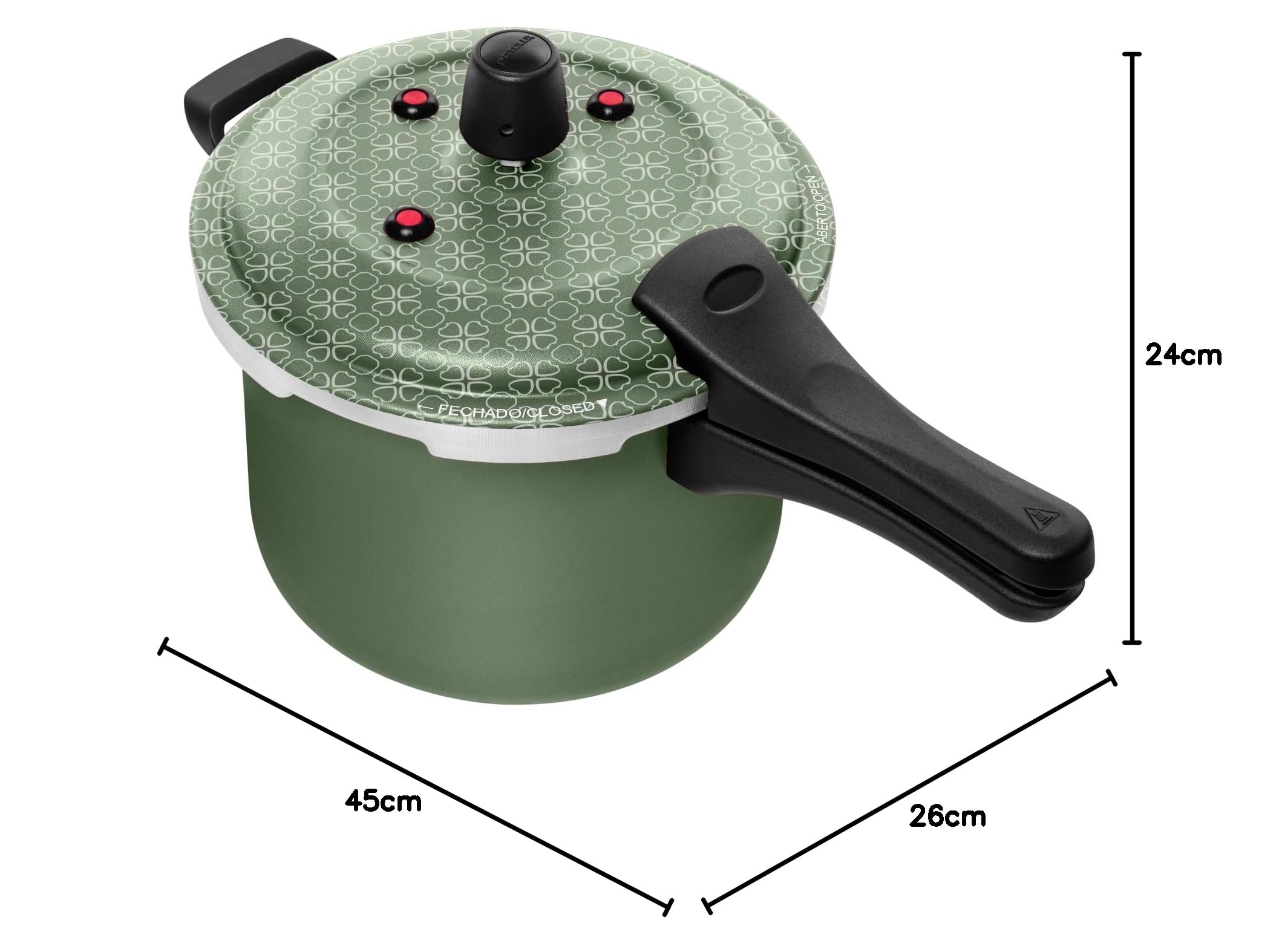 Patolux 5.0L Pressure Cooker with External Lock & Non-Stick Coating - Green | Safe & Fast Cooking for Soups, Stews & Beans | Perfect for Home Kitchens & Camping