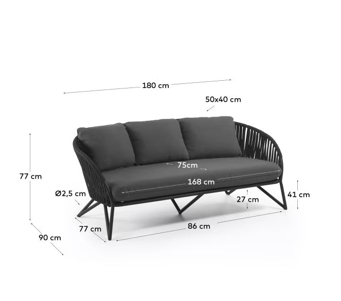 Branzie 3-Seater Outdoor Patio Sofa Set - Waterproof Wicker Furniture for Garden, Backyard, Poolside & Balcony - Comfortable All-Weather Lounge Seating