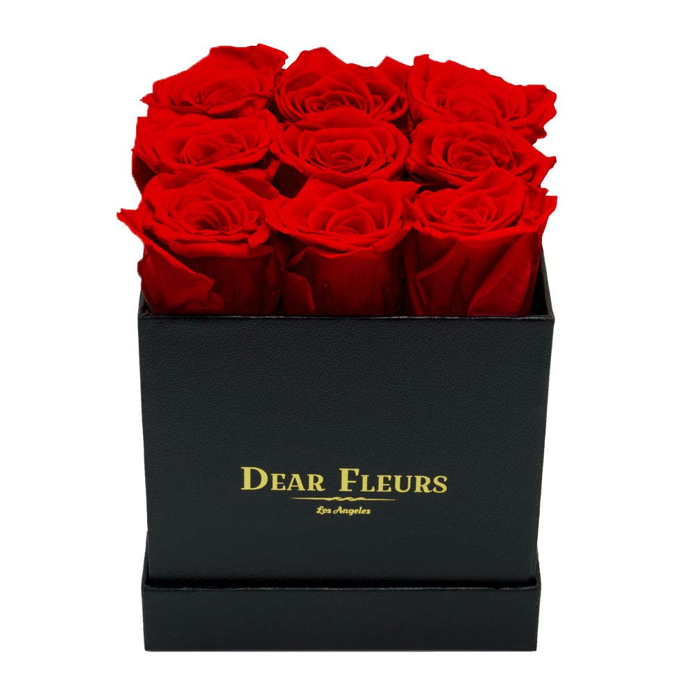 Real Preserved Roses That Last 1 Year | Luxury Nona Roses in Red & Black Leather Gift Box | Perfect for Anniversaries, Valentine's Day & Home Decor