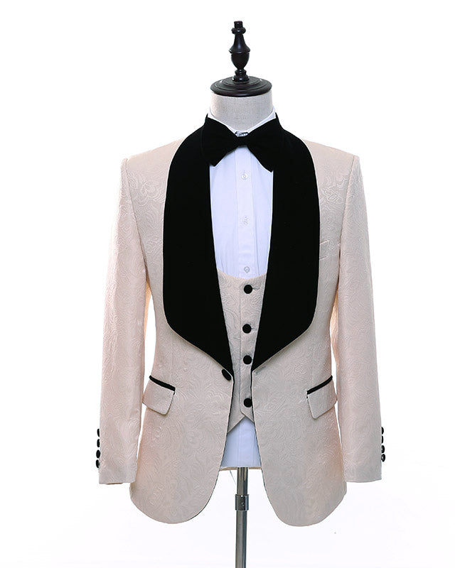 Beige Shawl Lapel Groom Blazer Suit for Men - Formal Prom Tuxedo WX124 | Wedding, Evening Gala & Special Occasion Attire