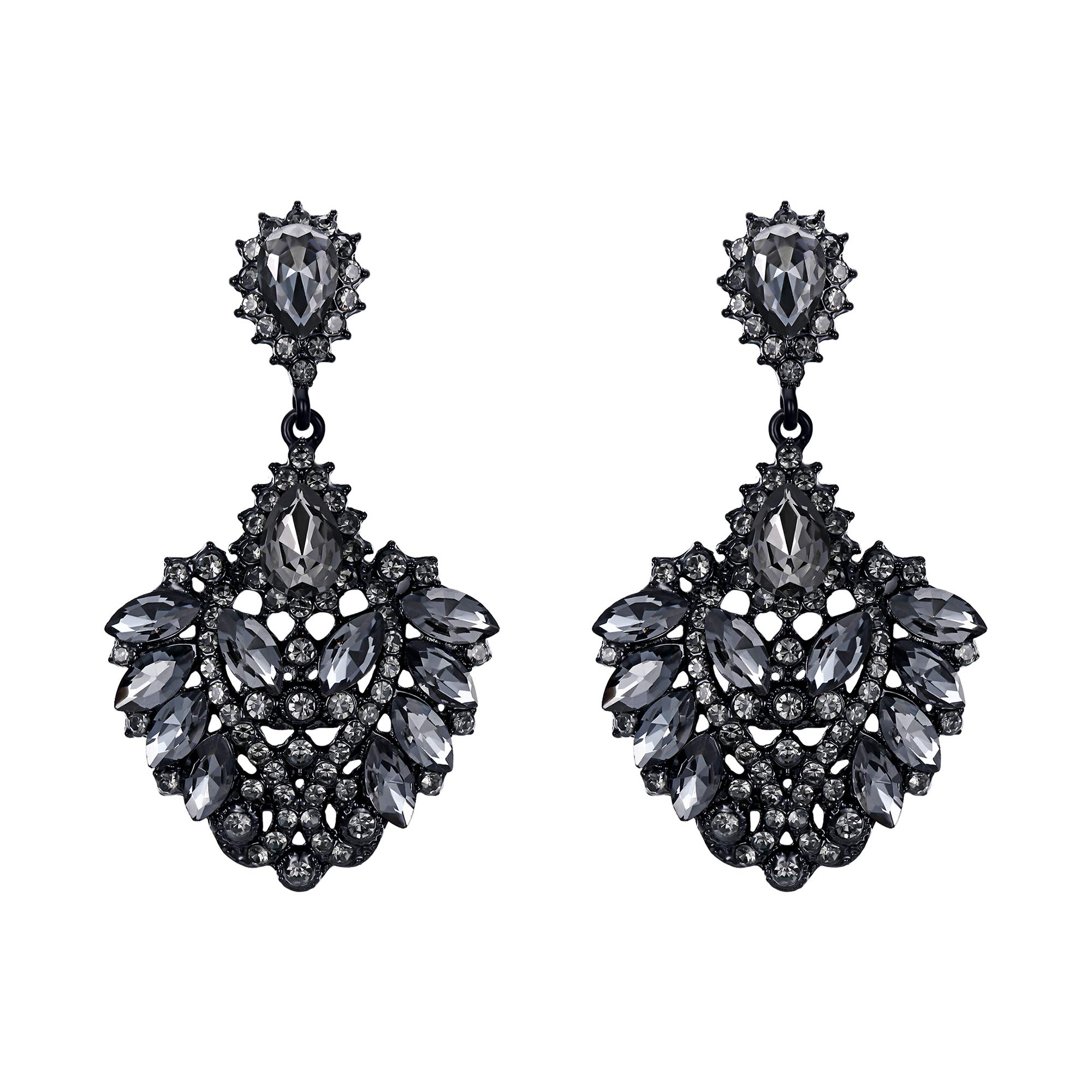 BriLove Crystal Marquise Chandelier Dangle Earrings for Women | Wedding, Bridal, Party Jewelry | Elegant Evening Wear & Special Occasion Accessories