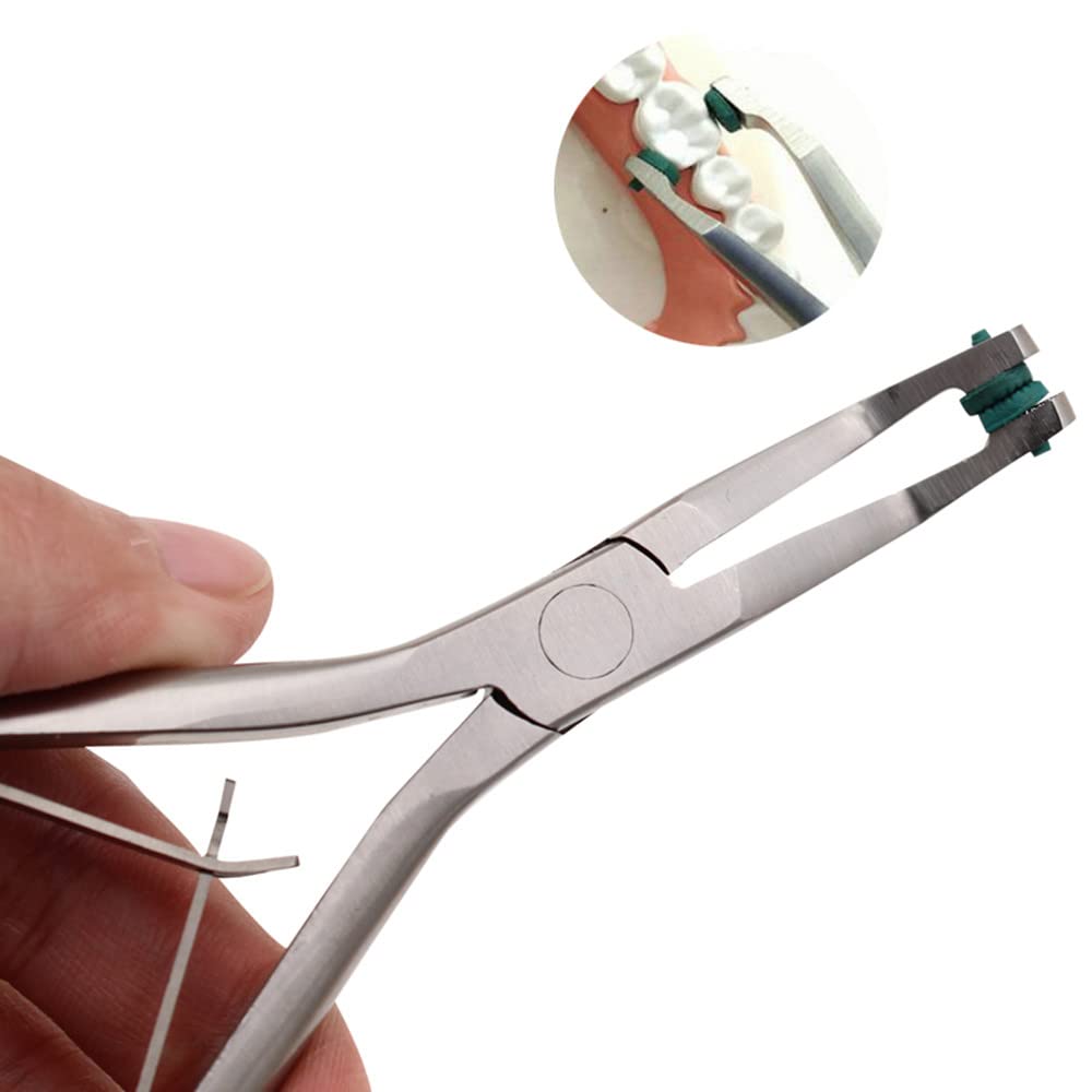 Professional Dental Crown Plier - Stainless Steel Dentist Tool for Temporary Teeth Removal with Green Rubber Grips - Perfect for Dental Clinics, Crown Adjustments, and Prosthetic Dentistry