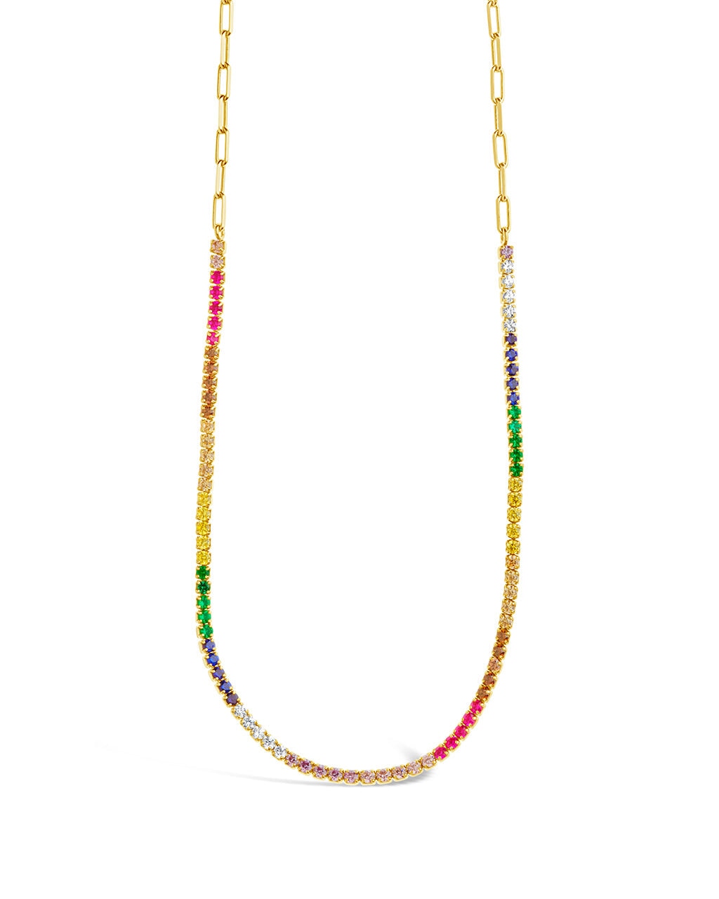 Maria Chain & Rainbow CZ Tennis Necklace - Elegant Cubic Zirconia Jewelry for Women | Perfect for Parties, Weddings & Special Occasions