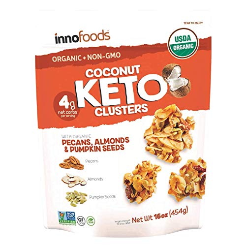 Organic Keto Coconut Clusters with Pecans, Almonds & Pumpkin Seeds - Gluten-Free, Low Carb Snack - 3 Pack - Perfect for Paleo Diet, On-the-Go Energy & Healthy Weight Loss