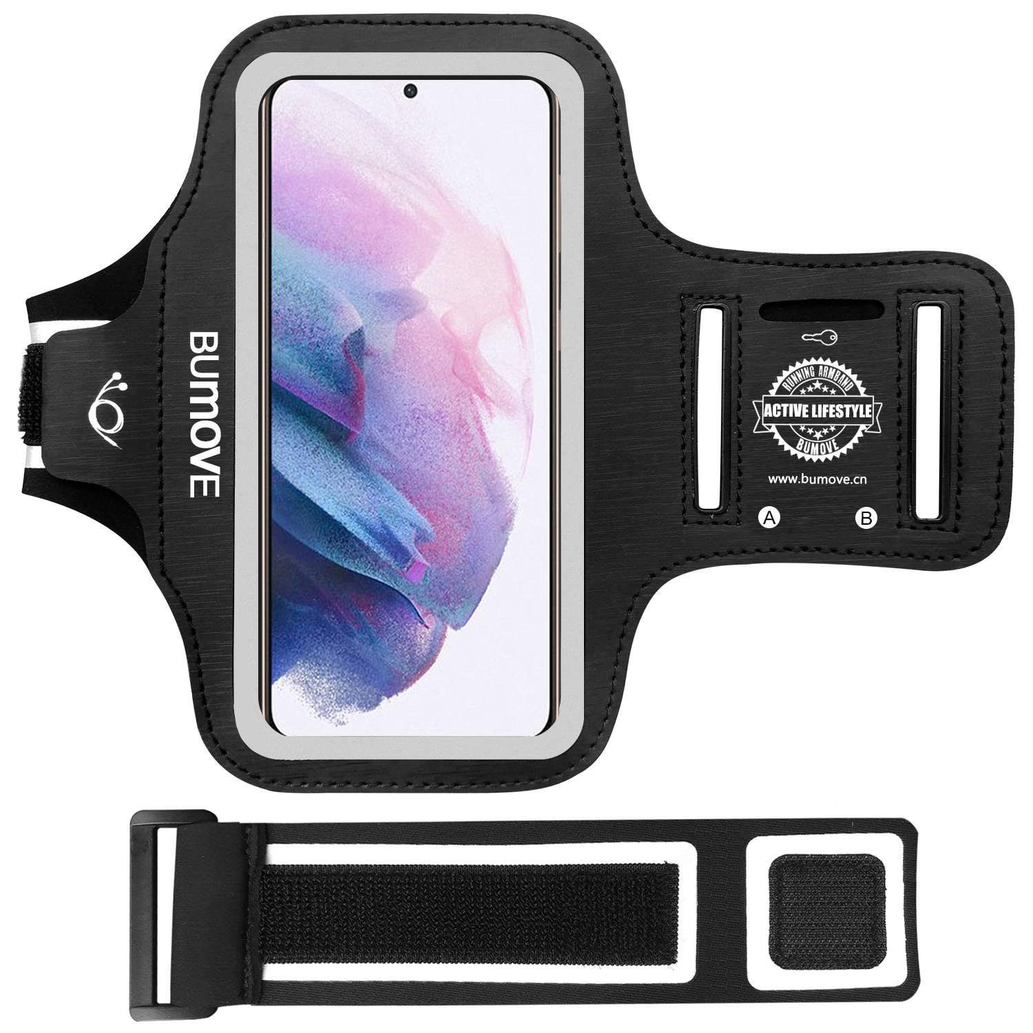 Samsung Galaxy S25/S24/S23/S22/S21/S20/S10 Running Armband with Card Holder - Adjustable Phone Armband for Gym, Workouts, Jogging & Sports (Black) - Perfect for Running, Cycling, Fitness Training & Outdoor Activities