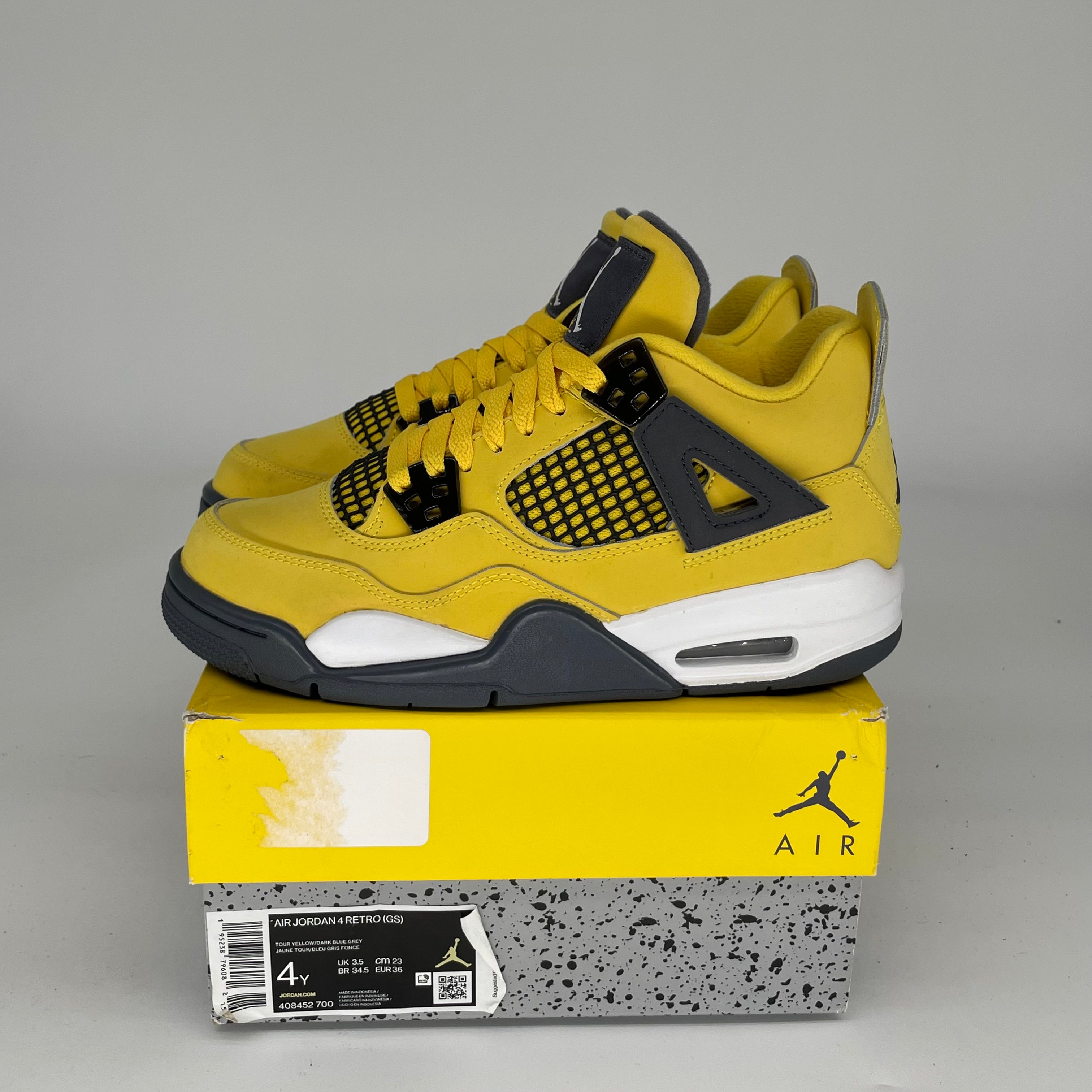 Air Jordan 4 Retro 'Lightning' Size 4Y - Men's/Youth Basketball Shoes 408452-700 - Perfect for Streetwear & Sneaker Collectors