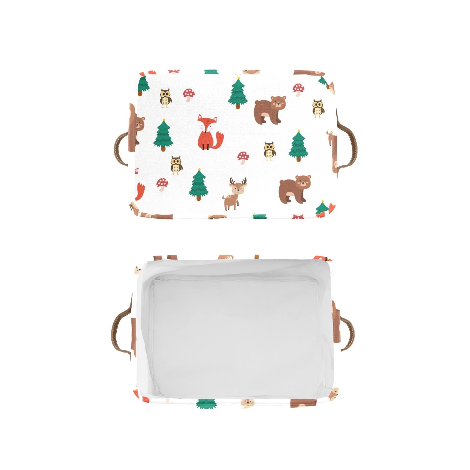 Personalized Large Storage Baskets with Handle - Jungle Animal Deer Bear Fox Design for Organizing Shelves, Closet & Home Decor | Perfect for Bathroom, Nursery, Kids Room & Bedroom Storage | 1 Pack