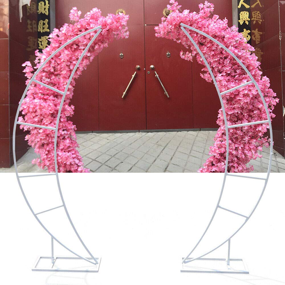2-Piece 6.7Ft White Crescent Moon Wedding Arch Backdrop Stand - Elegant Ceremony Archway for Wedding Decorations, Party Flower Backdrop Frame (Perfect for Outdoor/Indoor Weddings, Vow Renewals & Photo Shoots)