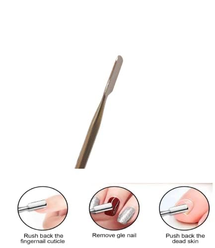 Premium Stainless Steel Cuticle Pusher & Nail Cleaner - Double Ended Manicure Pedicure Tool for Gel Polish Removal - Perfect for Salon & Home Nail Care