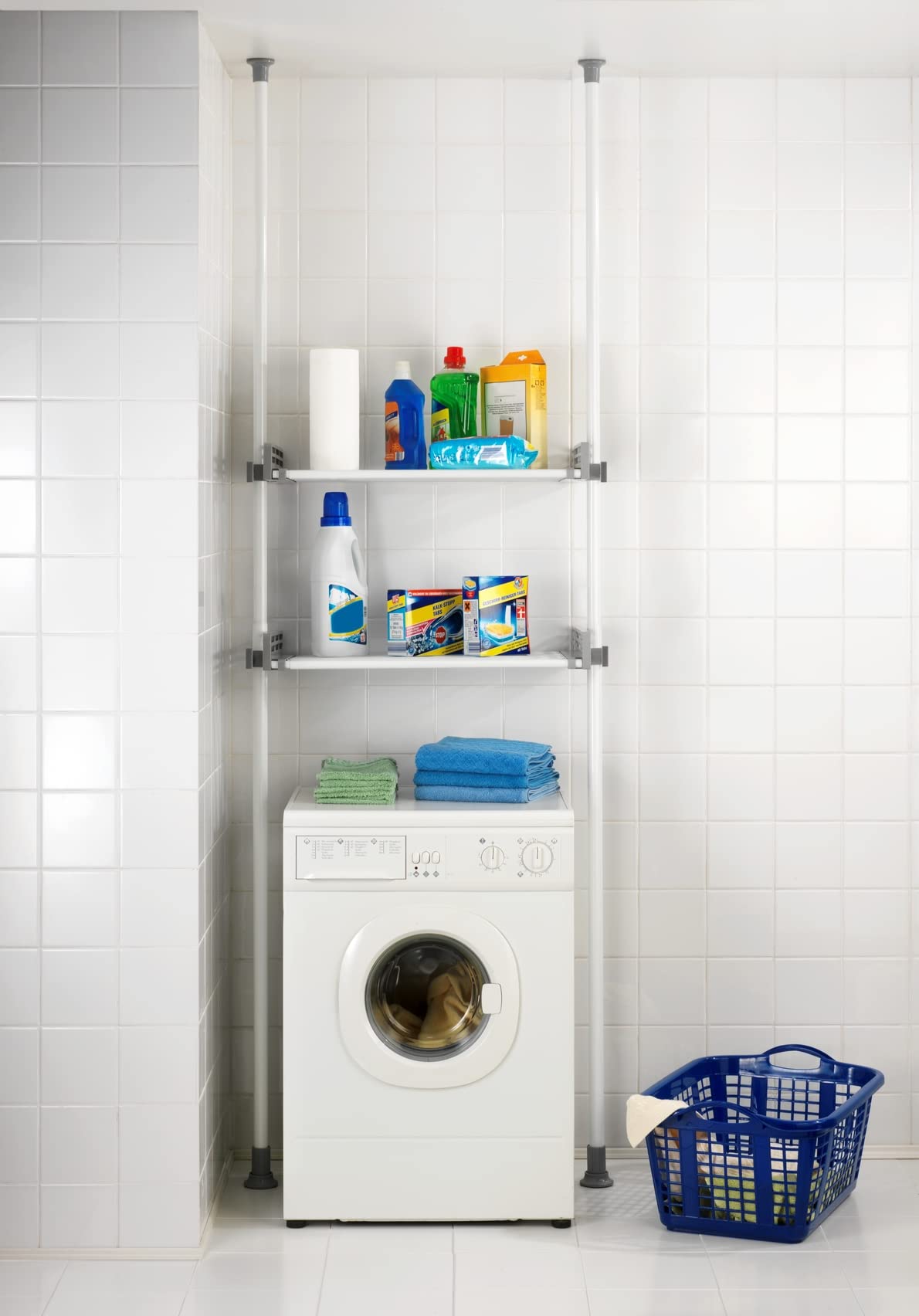 WENKO Hercules Heavy Duty Laundry Room Storage Shelf - No Drill Kitchen Organizer Rack - Space Saving Over Toilet Storage Unit (16.5