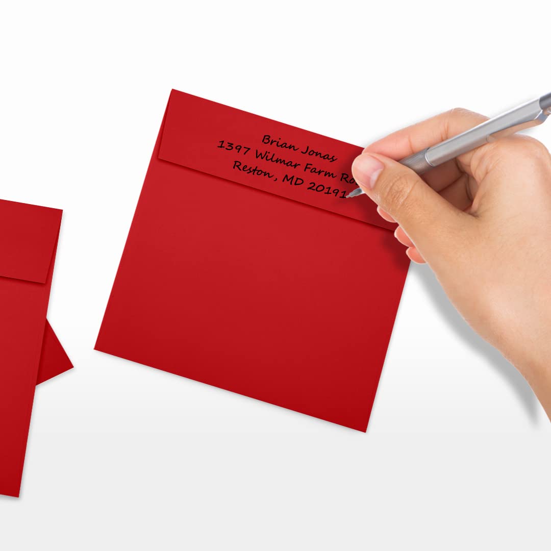 LUXPaper Premium Square Invitation Envelopes 5x5 Inches - Ruby Red, 80lb Text Weight, 1000 Count - Self-Seal Peel & Press Closure for Wedding Invitations, Greeting Cards, Party Favors & Business Correspondence