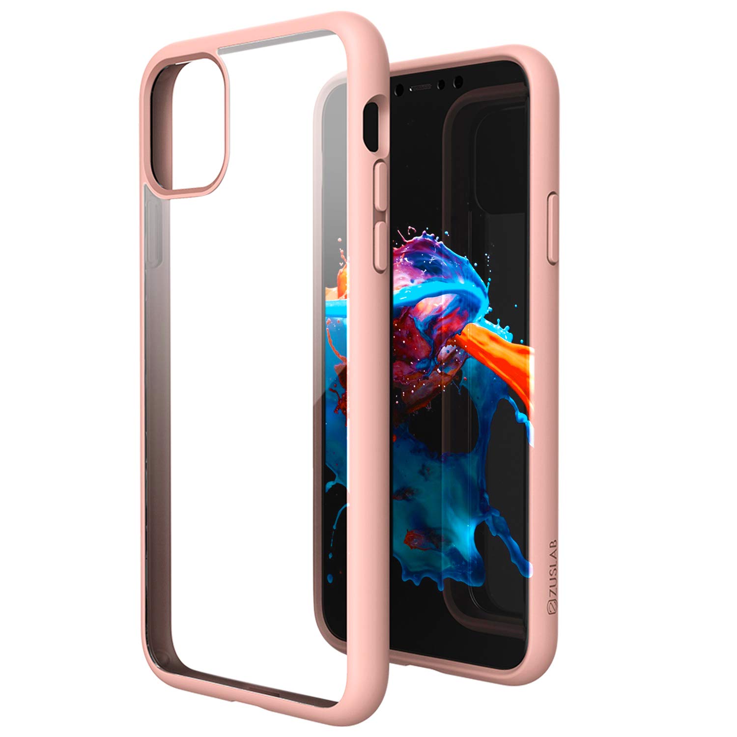 ZUSLAB Tough Fusion Shockproof Case for iPhone 11 Pro Max - Clear Transparent Back Cover with Military-Grade Protection | Perfect for Outdoor Activities, Travel & Daily Use (Pink)