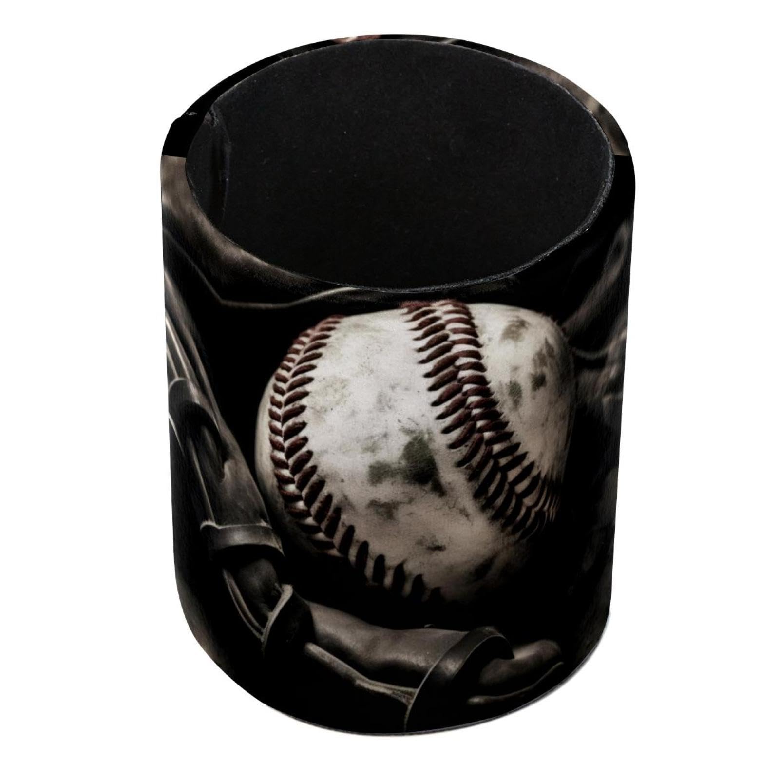 Baseball Pattern Pen Holder & Makeup Brush Organizer - Stylish Desk Pencil Cup for Office, School, and Makeup Vanity | Perfect Gift for Baseball Fans & Stationery Lovers