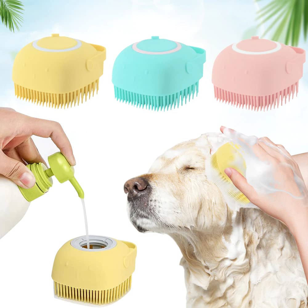Premium Silicone Pet Grooming Brush for Dogs & Cats - Gentle Massage & Hair Removal Tool for Short & Long Hair Pets - Perfect for Bath Time & Daily Brushing (Pink) - Great for Shedding Control & Coat Shine