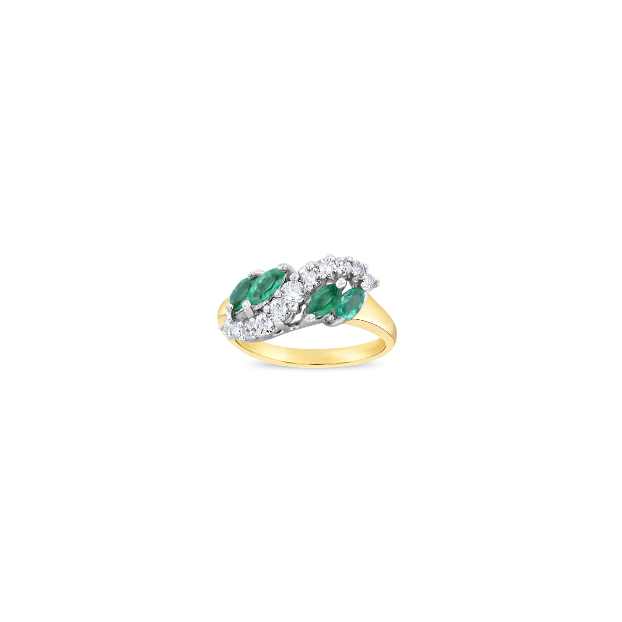 1.25ct Marquise Emerald & Diamond Wedding Band in 14k Yellow Gold - Elegant Bridal Ring for Engagement, Anniversary & Special Occasions