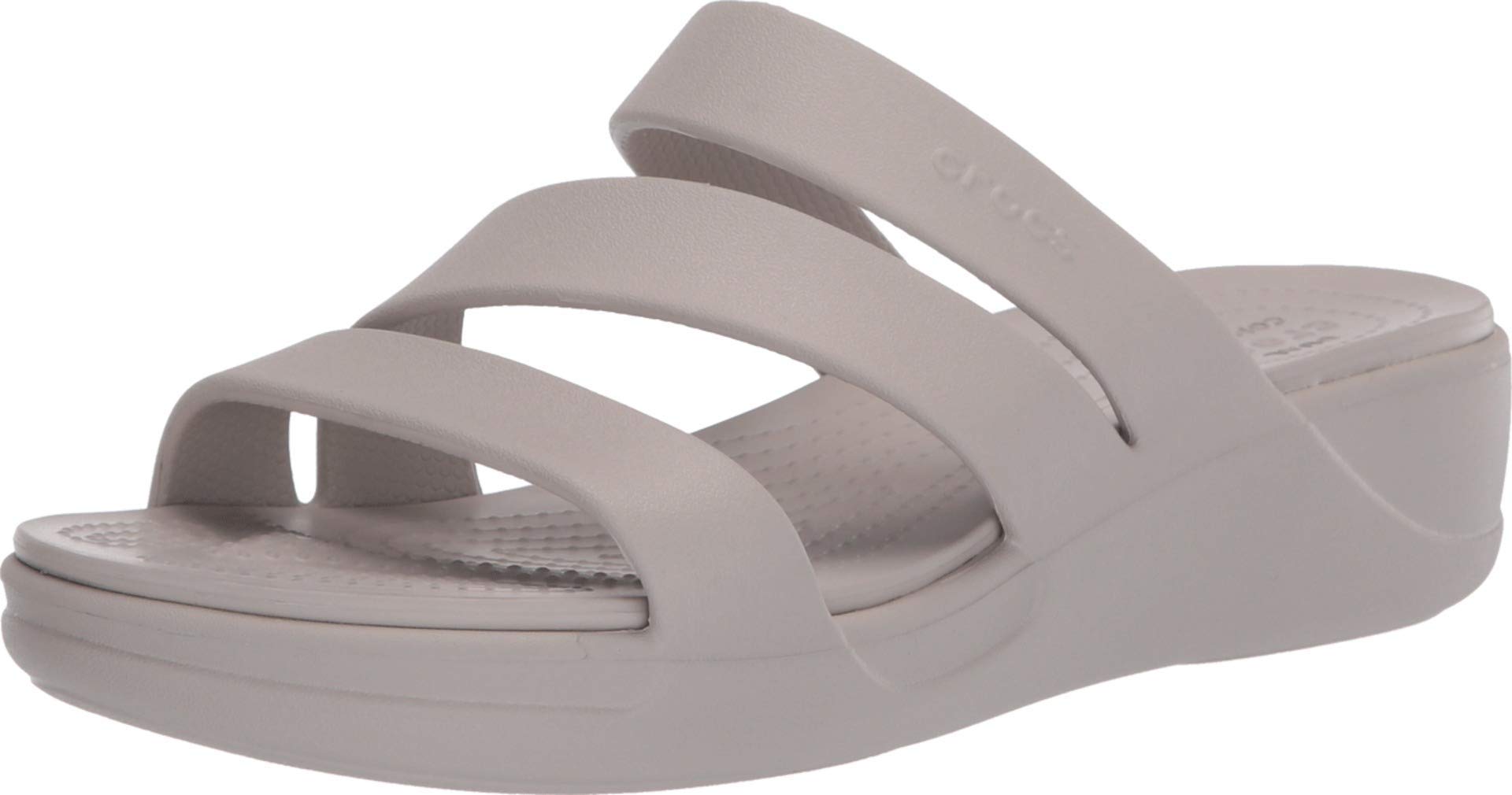 Crocs Women's Monterey Open Toe Sandals - Comfortable Slip-On Beach Sandals for Women, Silver Platinum (Size 7) | Perfect for Summer, Poolside, and Casual Outings