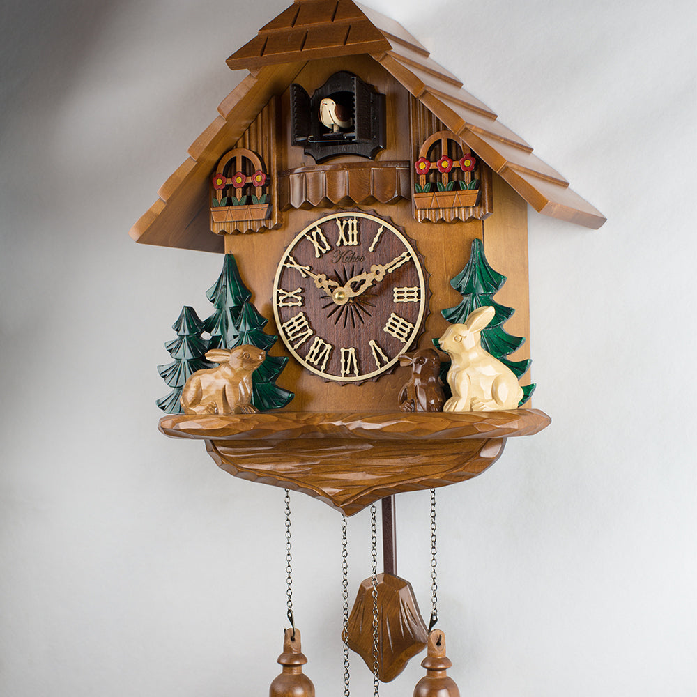 Colorful Rabbit Wall Cuckoo Clock - Wooden Sculpture Alarm Clock with Photoswitchable Movement for Kids - Perfect for Nursery, Bedroom, and Playroom Decor