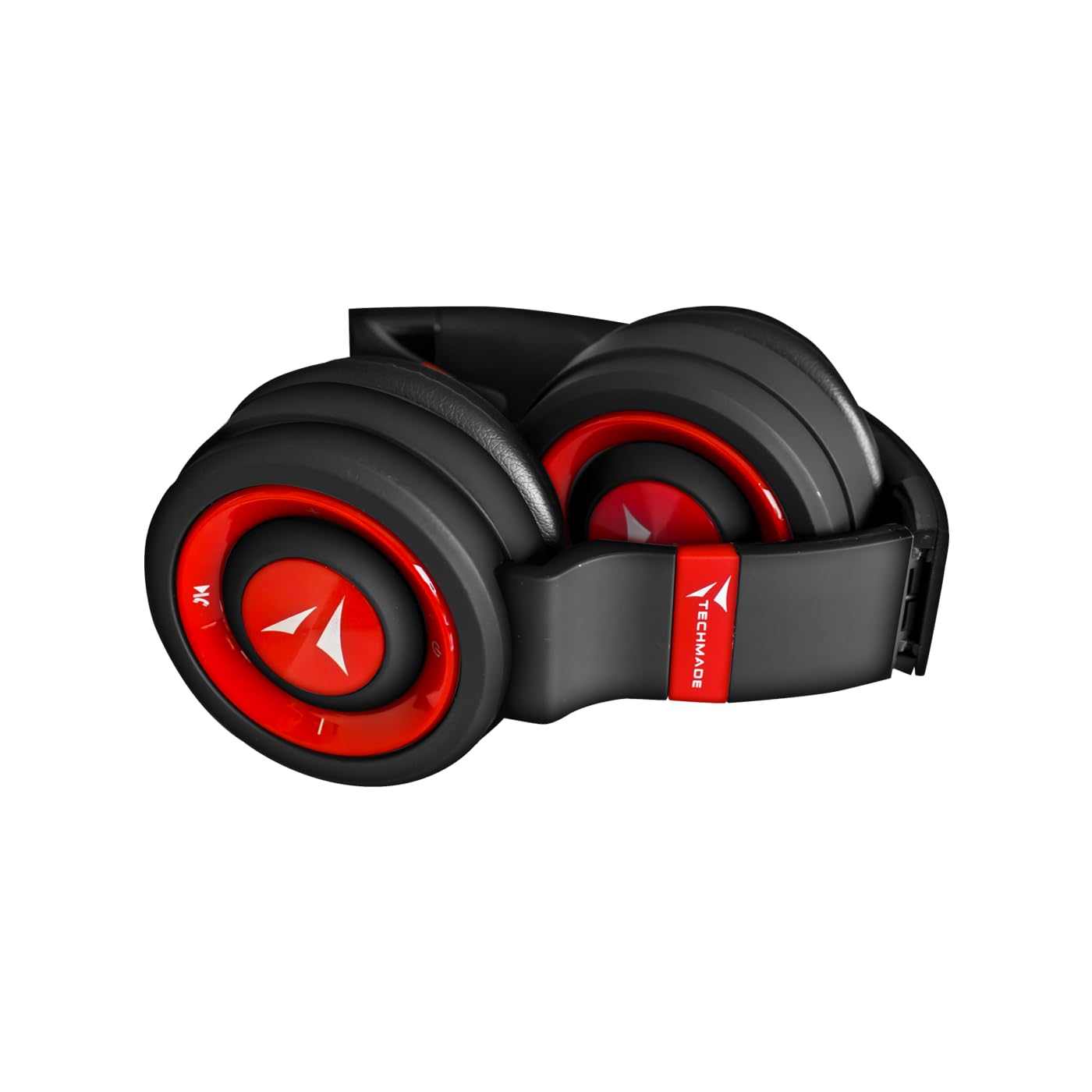 Techmade - Foldable Bluetooth Headset with Built-in Microphone, FM Radio & SD Card Slot, Red - Perfect for Workouts, Commuting & Hands-Free Calls