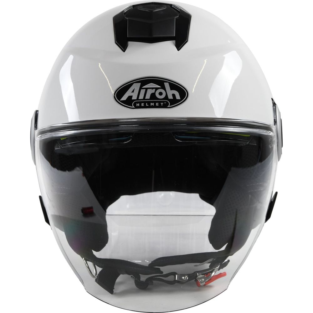 Airoh Helios Jet Motorcycle Helmet Gloss White - Lightweight Full Face Helmet for Street Biking & Urban Commuting