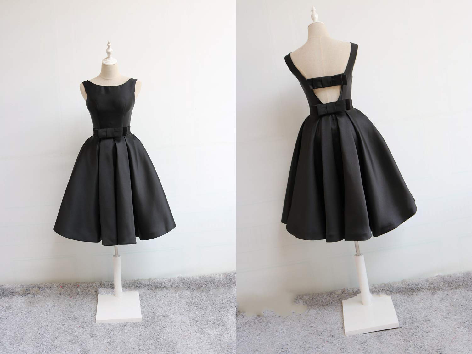 Elegant Backless Satin Bateau Cocktail Dress for Prom, Homecoming & Formal Events | Lemai Women's Party Dress | Perfect for Evening Parties, Weddings & Special Occasions