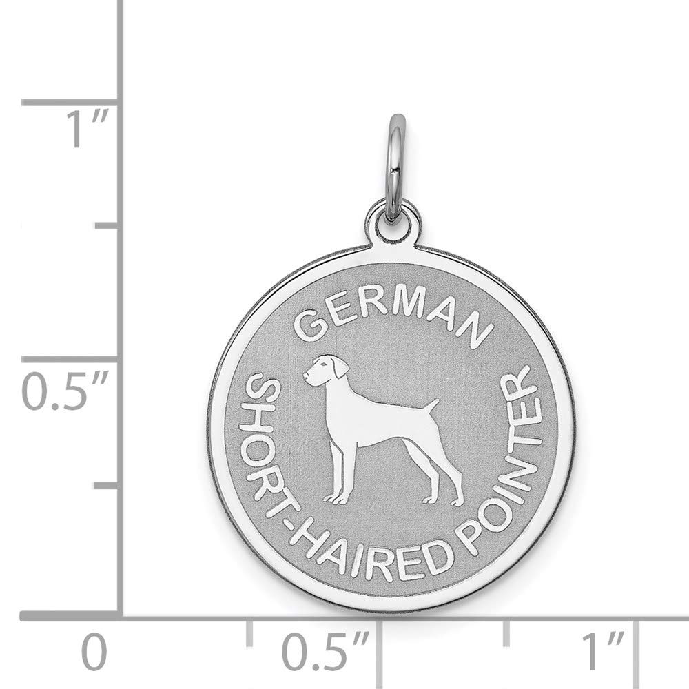 German Shorthaired Pointer Dog Pendant - 19mm Sterling Silver Laser Etched Black Bow Charm Necklace for Pet Lovers | Perfect Gift for Dog Owners & Hunting Enthusiasts