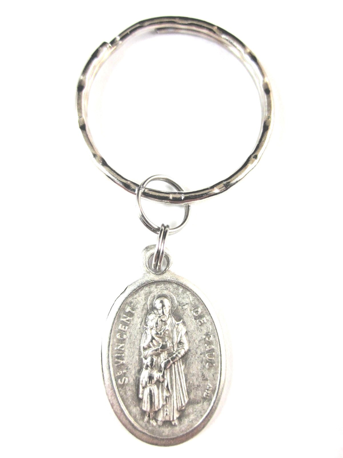 St. Vincent de Paul Medal Italy Key Ring - Religious Gift Box with Prayer Card - Perfect for Baptism, First Communion & Confirmation Gifts