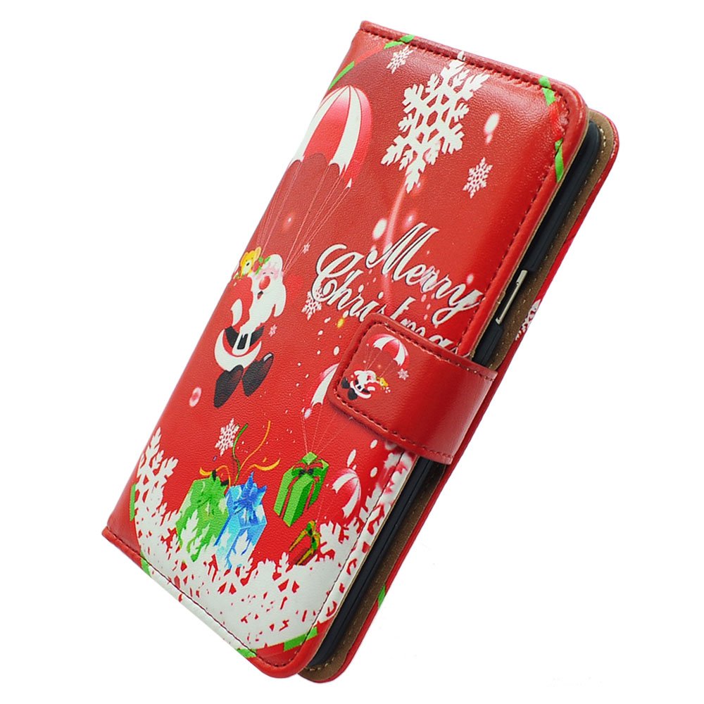 Premium Red Christmas Pattern Leather Flip Wallet Case for Samsung Galaxy Note 20 Ultra 5G - Card Slot Holder & Kickstand | Perfect for Holiday Gifts & Everyday Protection