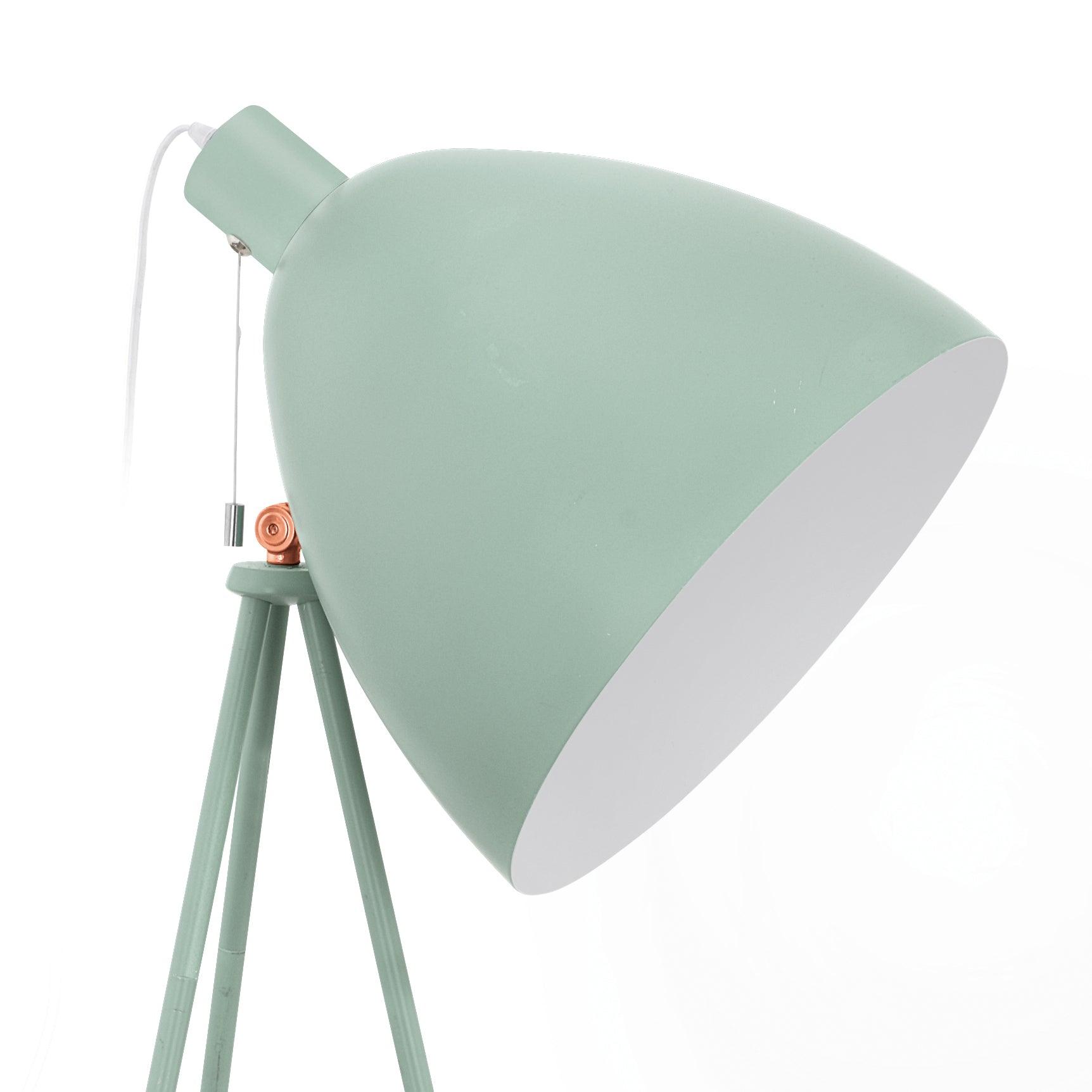 Eglo Dundee Mint Green & Copper Tripod Floor Lamp - Modern Industrial Lighting for Living Room, Bedroom, or Office Decor