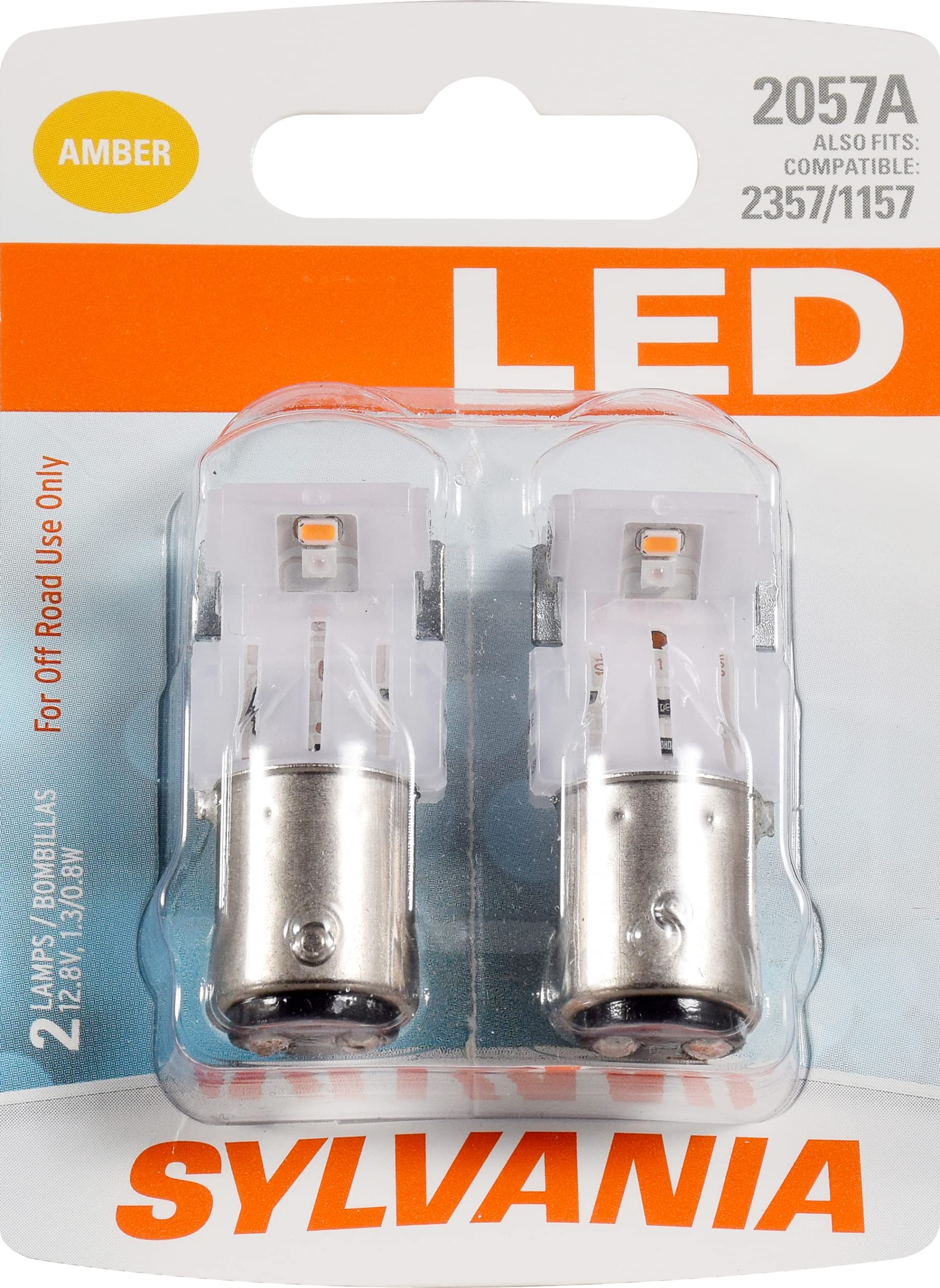 SYLVANIA 2057 LED Amber Mini Bulb - 2 Pack for Park & Turn Lights