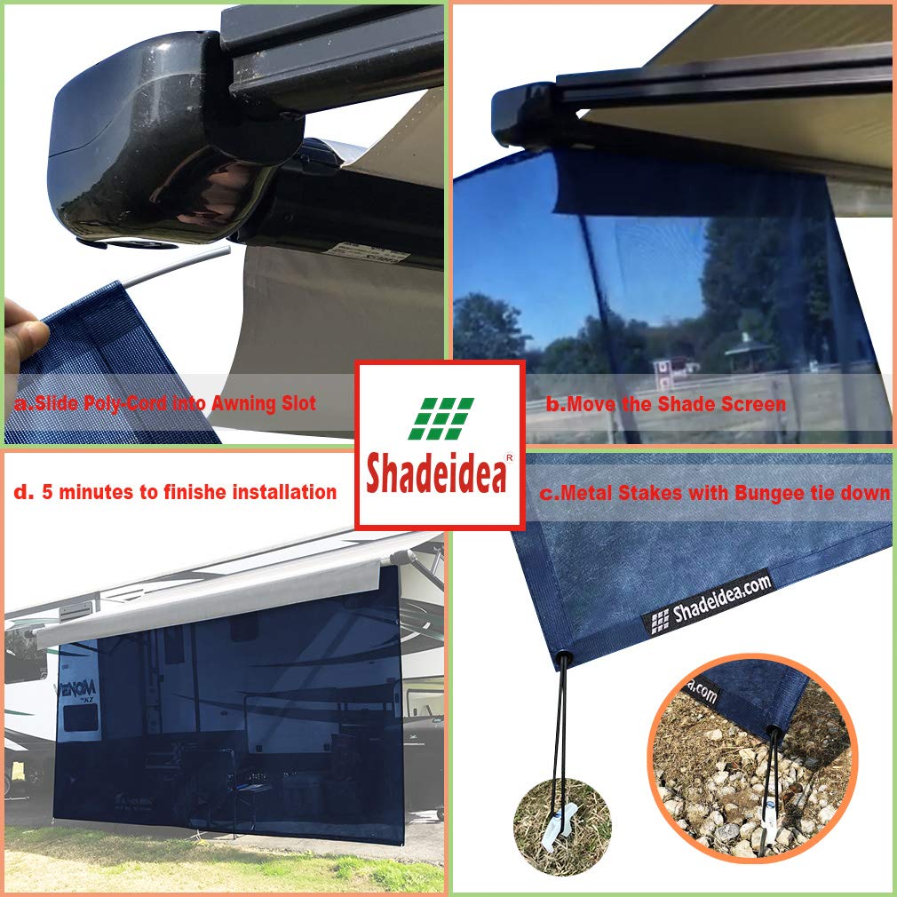 Shadeidea RV Awning Sun Shade Screen 8' X 15' 5