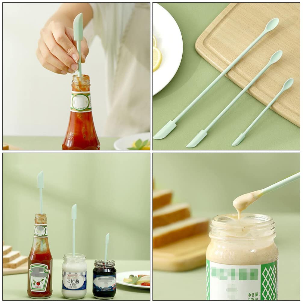 HEMOTON 3-Piece Silicone Jar Spatula Set - Mini Scraper for Jams, Lotions & Creams - Thin Design for Beauty Bottles & Facial Tools - Perfect for Kitchen, BBQ & Makeup Application