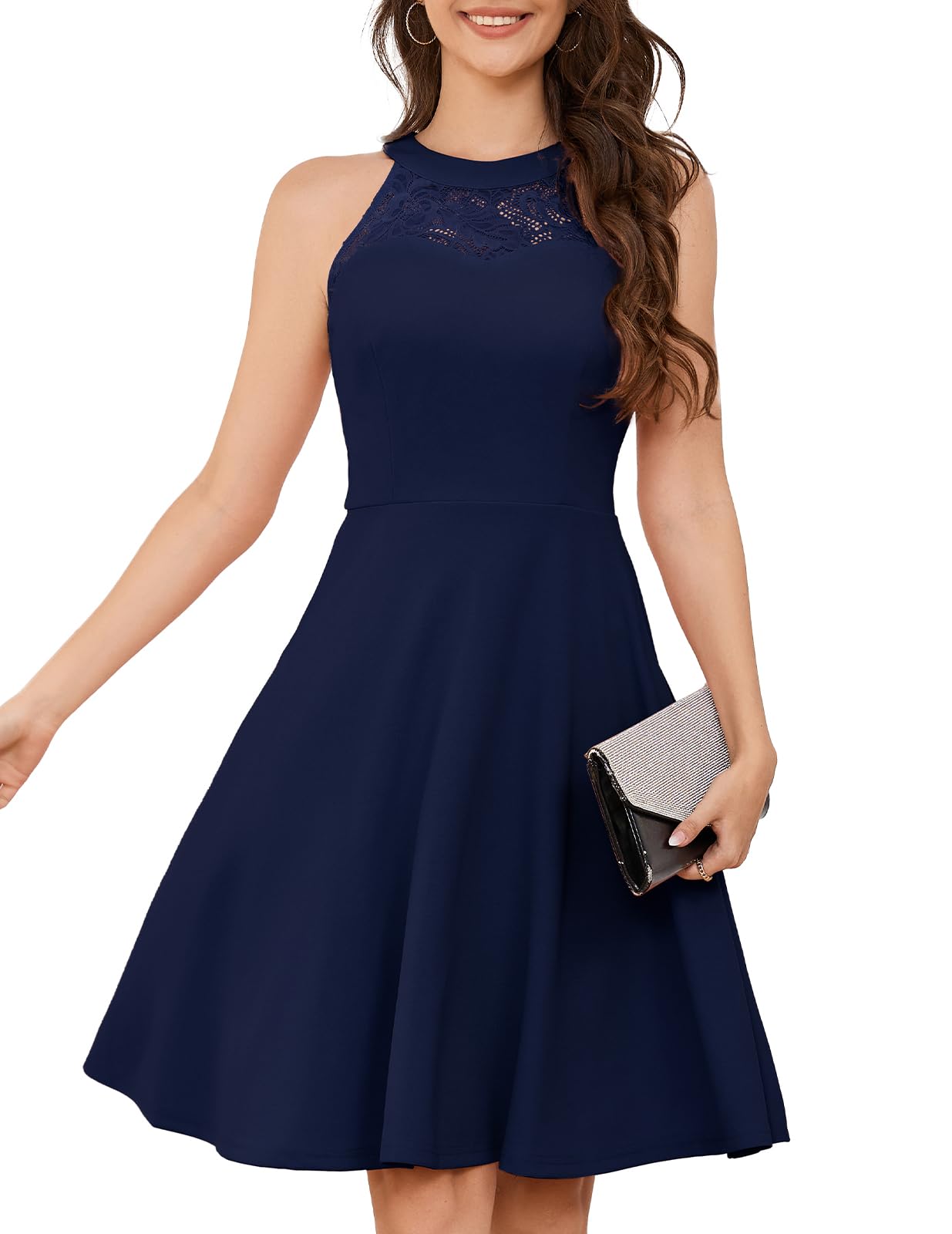 Elegant Vintage Halter Lace Cocktail Dress for Women | Prom, Wedding & Evening Party Short Dress | Perfect for Homecoming, Date Night & Special Occasions