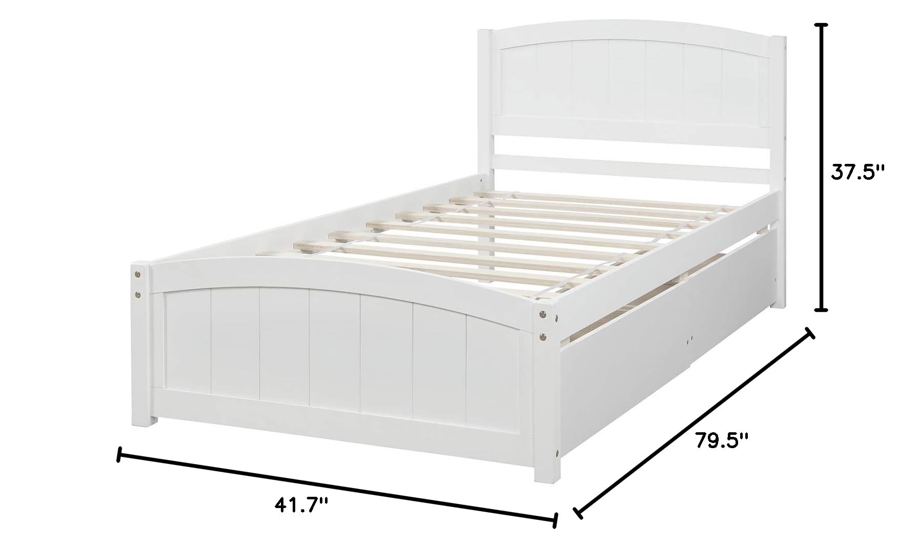 P PURLOVE Solid Wood Twin Size Platform Bed Frame with Storage Drawers & Headboard - Sturdy Wooden Bed for Kids & Teens - Perfect for Small Bedrooms, Guest Rooms & Dormitories
