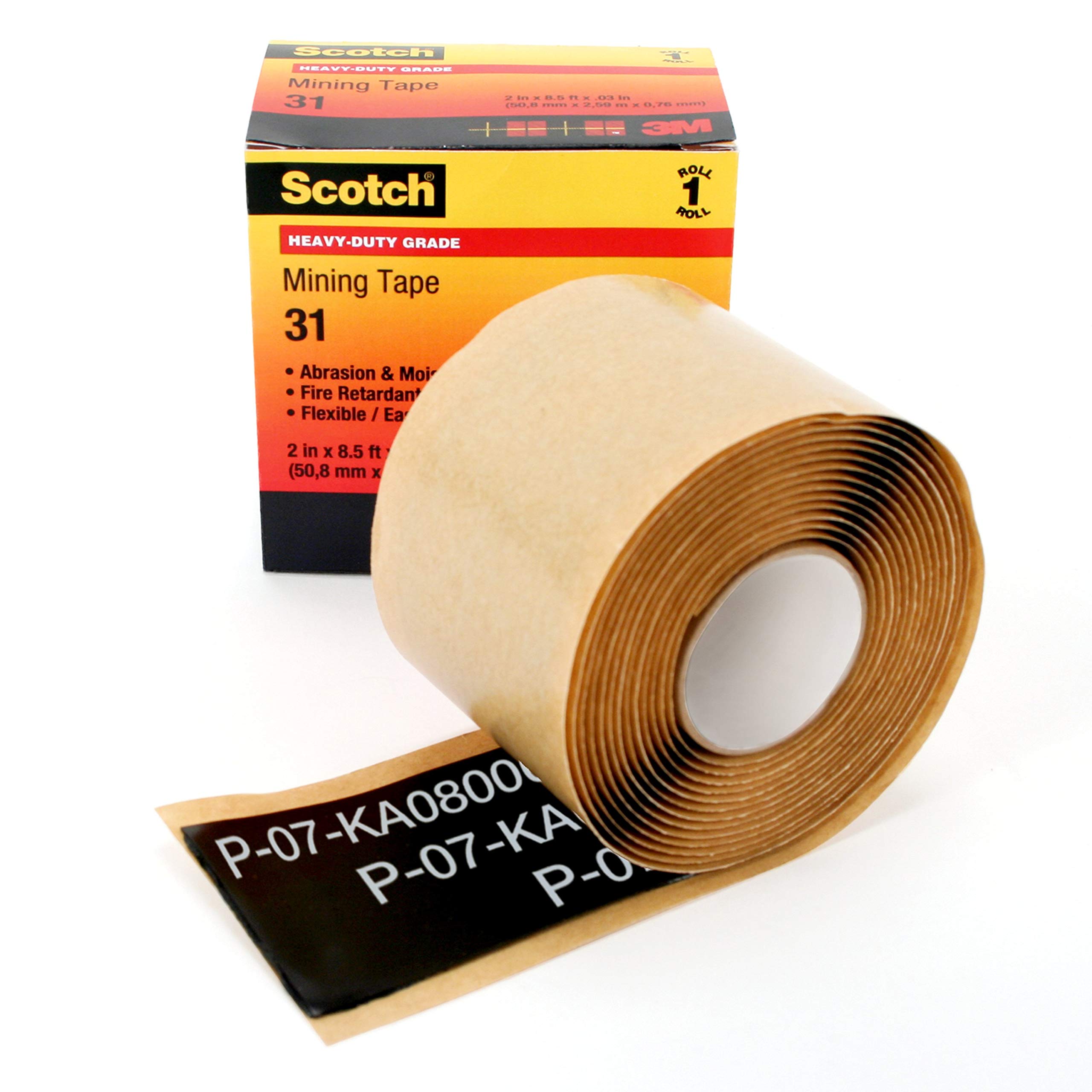 3M Scotch Heavy Duty Mining Tape 31, 2 Inch x 6 Feet, 10 Rolls per Case, Black – Industrial Strength Adhesive for Mining, Construction & Outdoor Use – Bulk Pack for Heavy-Duty Applications