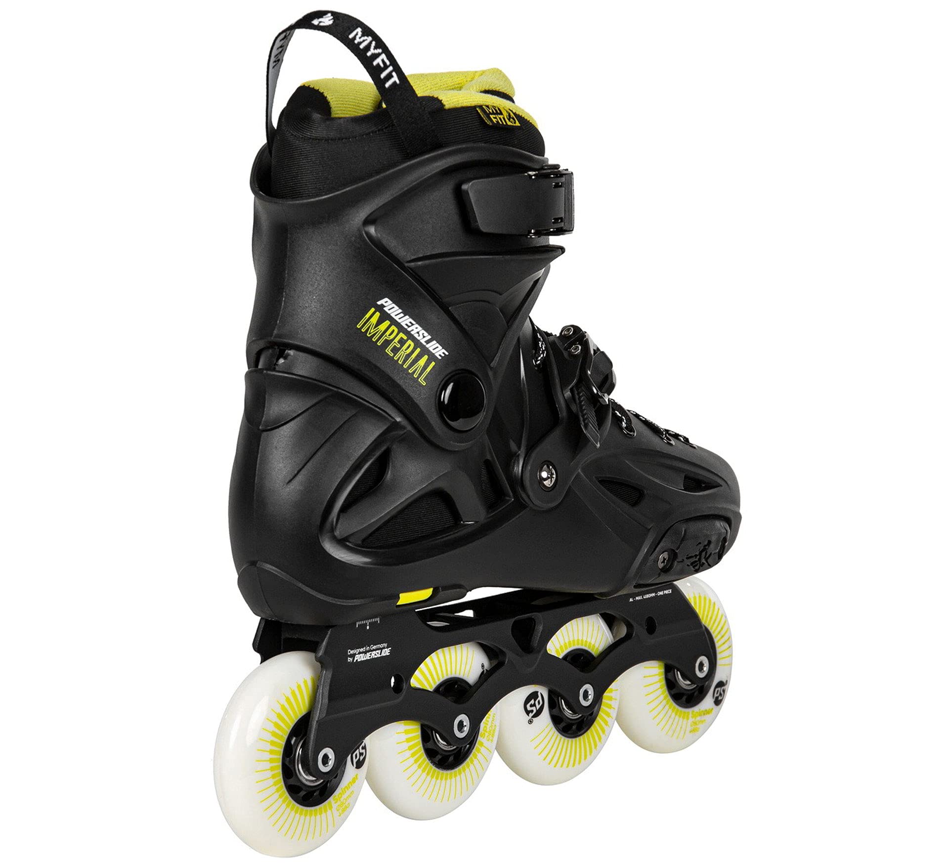 Powerslide Imperial One 80 Aggressive Inline Skates for Men & Women - Black/Yellow - High-Performance Urban & Fitness Skating
