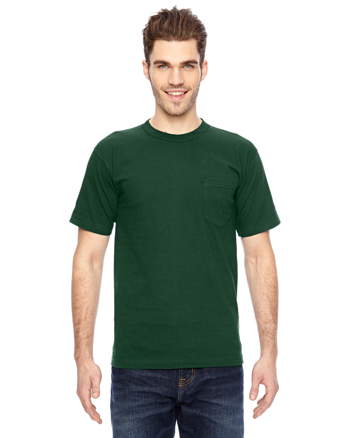 Bayside BA7100 Men's 6.1 oz 100% Cotton Pocket T-Shirt - Comfortable Casual Tee for Everyday Wear, Work & Outdoor Activities