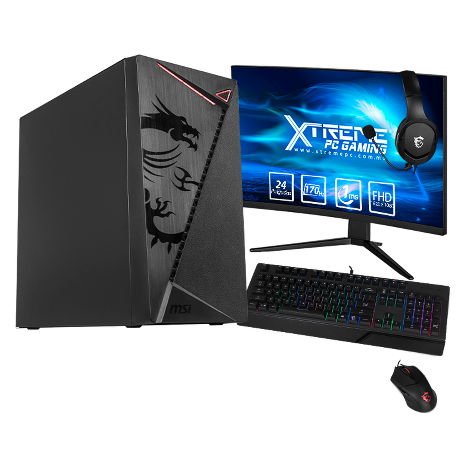 MSI Geforce RTX 3060 Gaming PC - Intel Core I5 11400F, 16GB RAM, 500GB SSD + 3TB HDD, 24