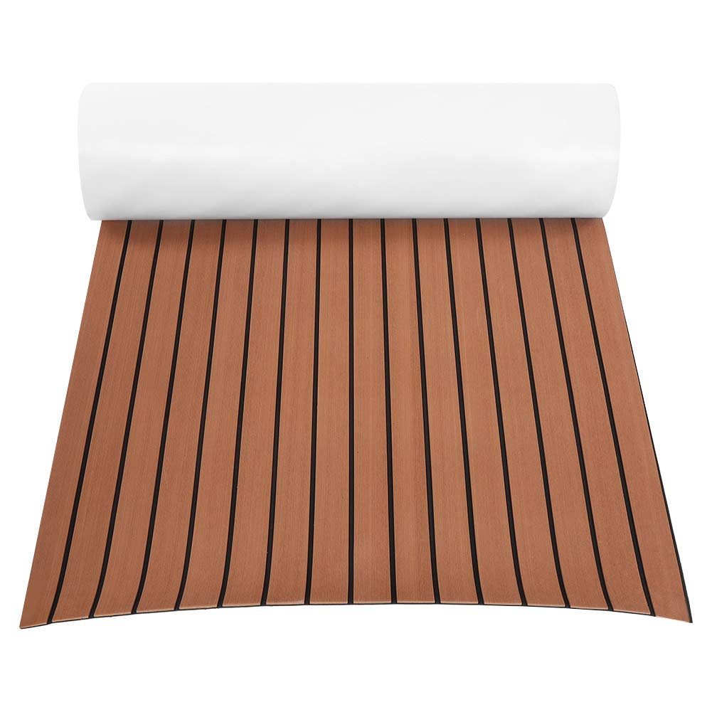 Premium EVA Teak Decking Sheet for Yacht & Boat Flooring - Dark Brown Marine-Grade Non-Slip Deck Replacement - Perfect for Luxury Yachts, Fishing Boats & Watercraft Decks