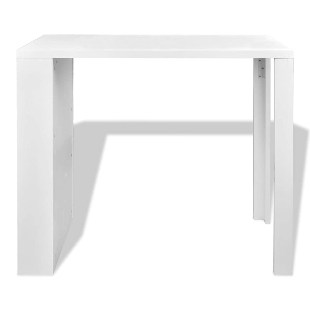 Modern White High Gloss MDF Desk & Dining Table with Wine Rack - Fast Shipping | Perfect for Home Office, Kitchen & Bar Areas