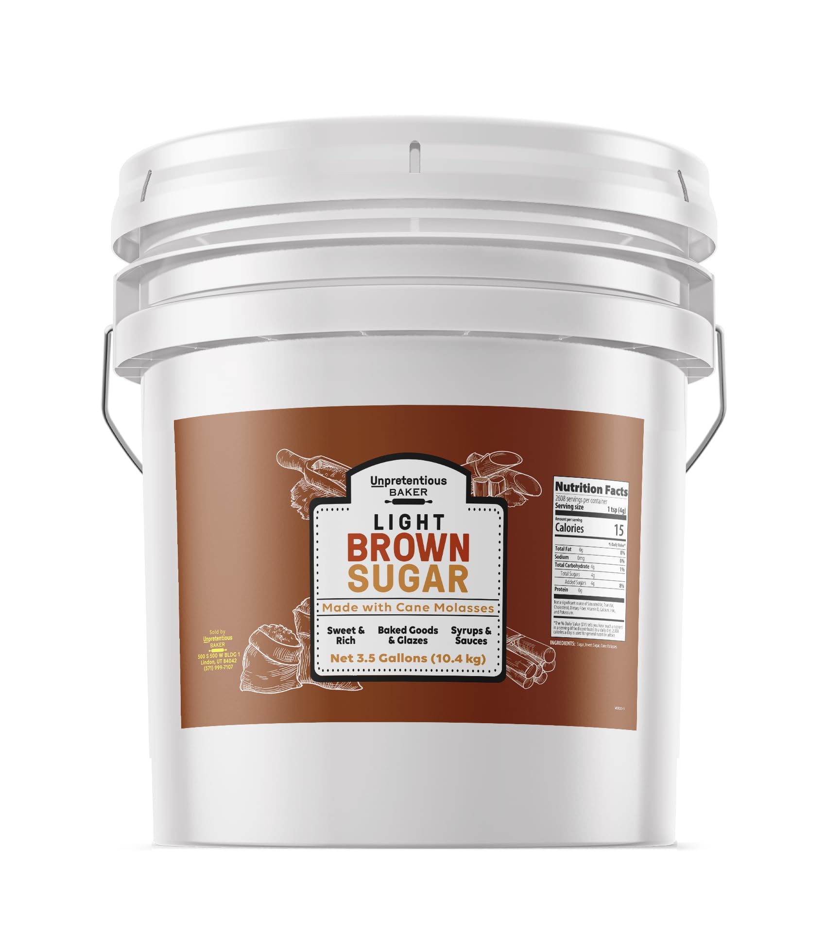 Premium Light Brown Sugar 3.5 Gallons - Pure Cane Molasses - Ideal for Baking, Cooking & Beverages | Perfect for Cookies, BBQ Sauces, Coffee & Dessert Recipes