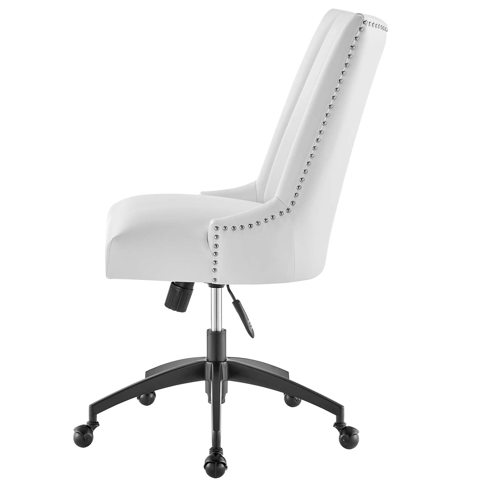 Ergonomic Computer Work Desk Chair - Faux Vegan Leather Office Chair in Black & White - Modern Contemporary Home Office Chair for Long Hours Sitting - Perfect for Remote Work, Gaming & Study Sessions