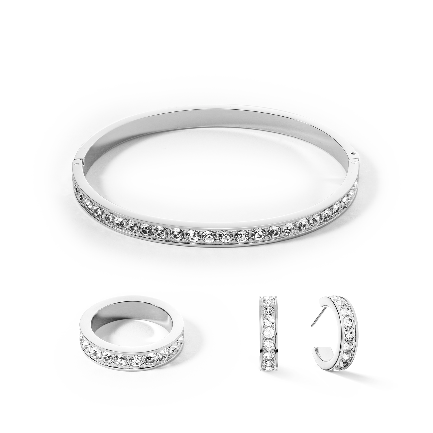 Stainless Steel Ring with Crystals - Elegant Silver Crystal Jewelry for Women - Perfect for Weddings, Parties & Everyday Wear