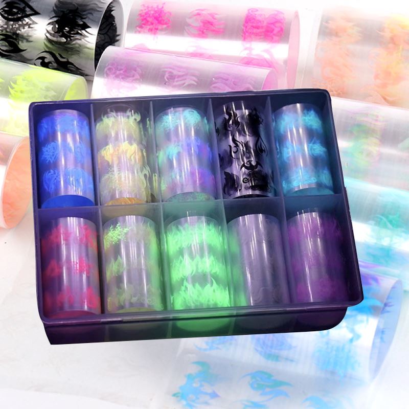 Premium Heat Transfer Foil Flames - Neon Colors (10 Rolls per Box) for DIY T-Shirts, Hoodies & Custom Apparel Decoration