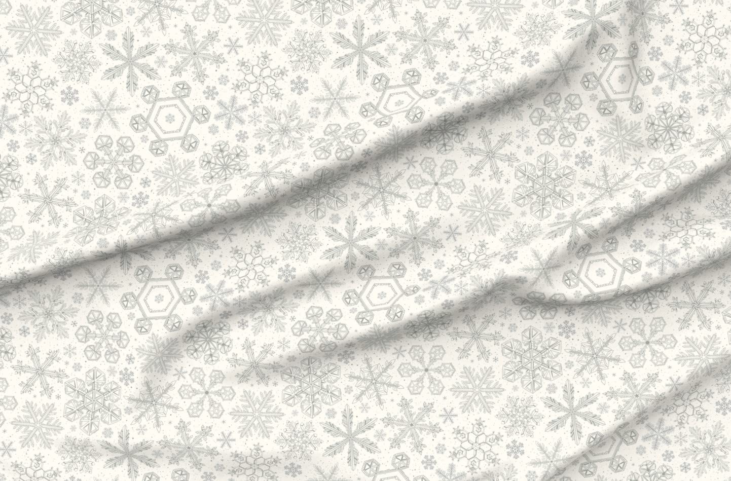 Gray Snowflakes on Beige Satin Fabric by The Yard - Premium Printed Fabric for Sewing, Apparel, Lining, Fashion, Blankets & Home Decor | Perfect for DIY Projects, Quilting, and Holiday Crafts